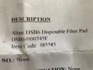 Altair DSB6 Einweg-Filterpad (DSB6/000745F) Artikelnummer 385585 - Bild 1 von 1