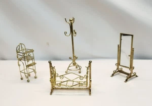 Vintage Miniature Brass wire Dollhouse Furniture - Picture 1 of 11
