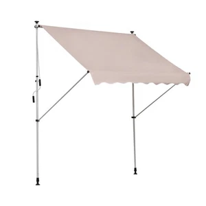 Outsunny 2x1.5m Manual Retractable Patio Awning Floor- to-ceiling Shade Beige - Picture 1 of 11