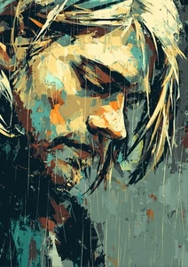 Kurt Cobain  Nirvana,  Art  Card 1/1 PaintOholic Signed ONE OF A KIND - Picture 1 of 2