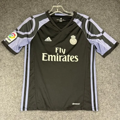 Adidas Real Madrid Black Soccer Jersey Youth M/M La Liga Fly Emirates ClimaCool - Image 1 of 4