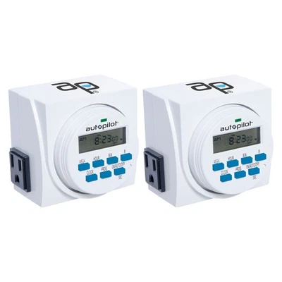 Autopilot 7 Day Dual Outlet Digital Programmable Light Timer Controller, 2 Pack - Image 1 of 4