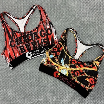 Ethika Women's S Sports Bra Lot Of 2 Red Multicolor Racerback Activewear Yoga - Image 1 of 4