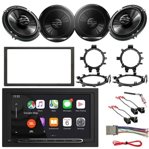 JBL 2-DIN Bluetooth Receiver W/Kit, 4x 6.5" Speakers W/4x Harness & 4x Adaptors - Picture 1 of 9