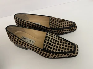 Jimmy Choo Schuhe Größe 37 Neu im Karton US Größe 7 Braun Beige Loafer Pony Nappa Haar - Bild 1 von 7