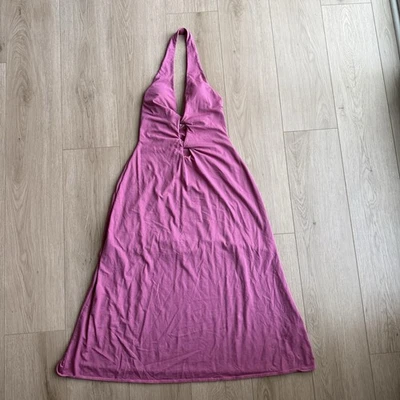 Vestido Abercrombie & Fitch Para Mujer Midi Halter Forrado Acolchado Pequeño Púrpura Fucsia Foto 1 de 4