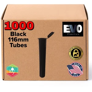 116mm Black Tubes- Pop Top Vials - 1000 Count - Picture 1 of 9