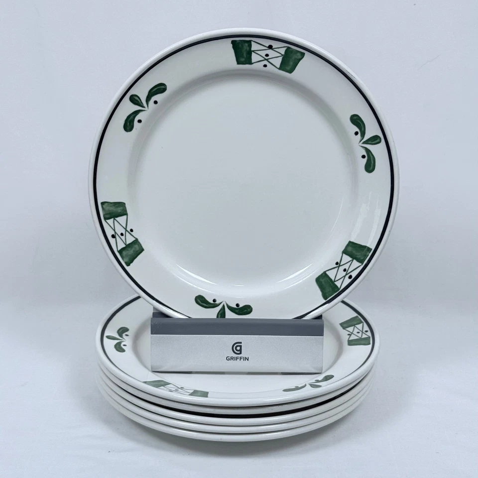 Juego de 6 Platos de Ensalada Oneida Classic 9704F 10" Blanco Verde Acento Hecho en EE. UU. Foto 1 de 4