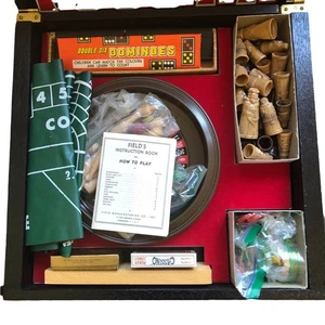 FIELD’S Fourteen In One Game Set Backgammon, Chess, Checkers, Dice, Roulette + - Picture 1 of 10
