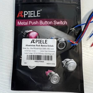 APIELE 12mm Aluminium Drucktastenschalter vorverdrahtet Momentan 12-24V 2 Stück Neu - Bild 1 von 8