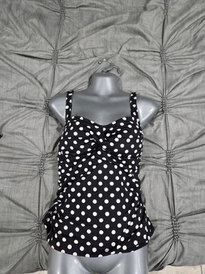 Camiseta tankini para mujer APT 9 negra blanca a lunares talla grande Foto 1 de 2
