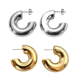 Temperament Hoop Earrings Elegant C-shape Drop Pendant Earring Statement Jewelry - Bild 1 von 10