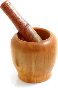 Design61 Mortero Y Mano Set de Madera de Haya Mortero de Especias - Imagen 1 de 3