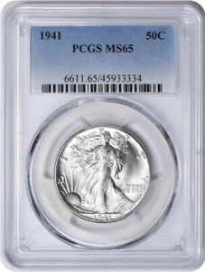 1941 Walking Liberty Silver Half Dollar MS65 PCGS - Picture 1 of 2