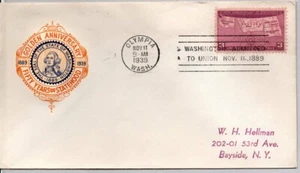 #858 50th Anniversary of Statehood of Olympia, Wash. on Ross Engraving Cachet - Bild 1 von 1