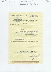 Monaco - Monte Carlo 16 Bld Princesse Charlotte - Radio Monte Carlo 04/07/1956 - Bild 1 von 1