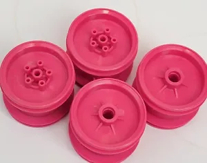 Vintage Trinity 2.2" Pink Monster Truck Wheels #7400 #7401 Tamiya Blackfoot Etc - Picture 1 of 9