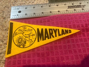VINTAGE Maryland Pennant Vintage The Old Line State Souvenir Flag - FAST SHIPPER - Picture 1 of 4