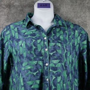 Camicia Chico 2,5 donna grande/14 blu verde geo fidanzato polsino ribaltabile cotone elasticizzato - Foto 1 di 8