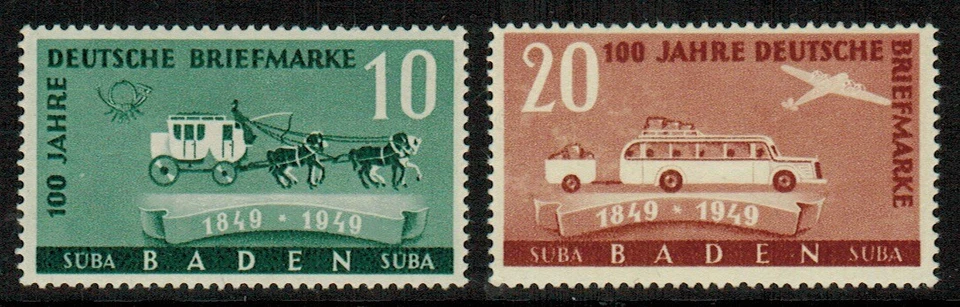 Germany #5N43-4, '49 Centenary of Postage Stamps - Transportation - NH VF - Image 1 of 1