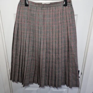 Cotswold Collection Skirt UK 18 Black White Red Check Tartan Pleated Long Wool - Picture 1 of 12