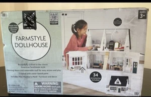 Member's Mark Wooden Farmstyle Dollhouse Miniature Pre-school Toy Set - Picture 1 of 6