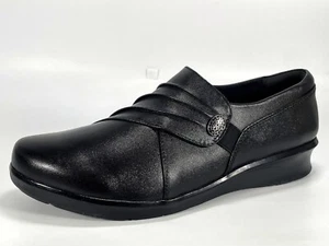 Nuovissime scarpe mocassino Clarks Hope Roxanne da donna in pelle nera taglia 6,5E - Foto 1 di 15