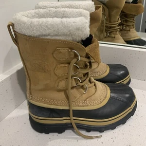 Stivali da neve Sorel donna Caribou impermeabili buff marrone stringati taglia 5 gomma nabuk - Foto 1 di 13