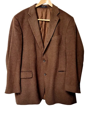 Vintage Arnold Brant Men's Brown Cashmere Mink Blazer Jacket Tag 46L 2 Button - Image 1 of 4