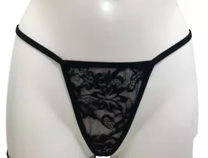 Pack de 3 Tangas de Encaje Negro Cuerda G Talla Única Damas Bragas Transparentes Panty Ropa Interior - Imagen 1 de 4