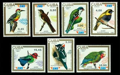 CARIBBEAN Islands 1991 BIRDS , PARROTS - EMS complete set Yv 3133-3139 mint MNH - Image 1 of 2