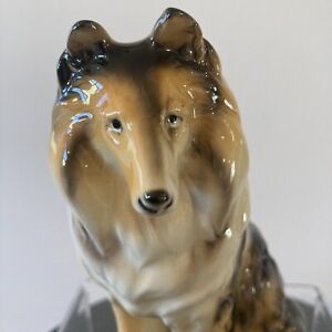 Vintage Lassie collie Glazed Ceramic Made In Japan Dog Statue Figurine