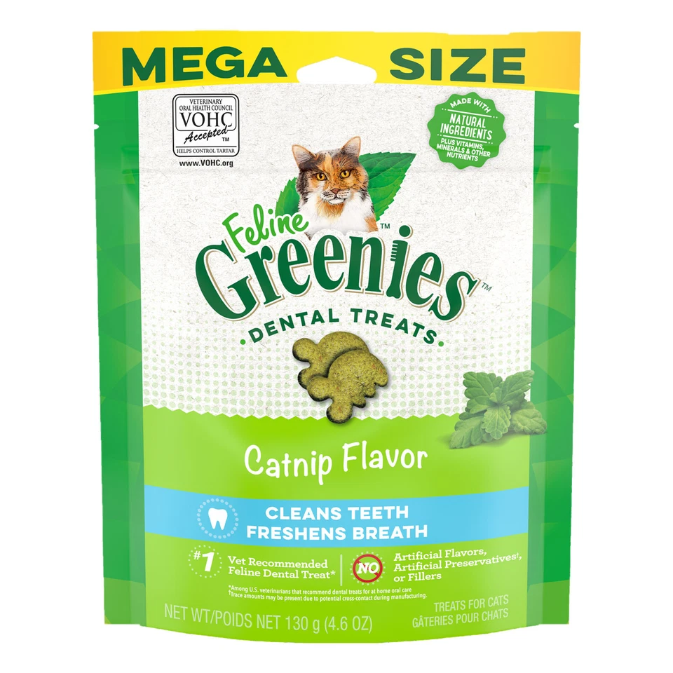 Greenies Feline Dental Treats Catnip Flavor for Cats Mega Size 130g