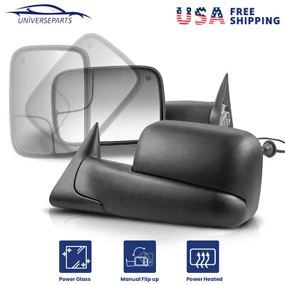 Par de espejos retrovisores térmicos de ajuste eléctrico para Dodge Ram 1500 2500 3500 1998-2001 Foto 1 de 4