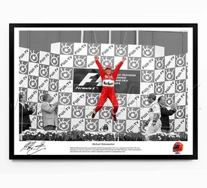 MICHAEL SCHUMACHER SIGNED PRINT PHOTO POSTER F1 FORMULA ONE TRIBUTE ART FRAMED - Picture 1 of 4