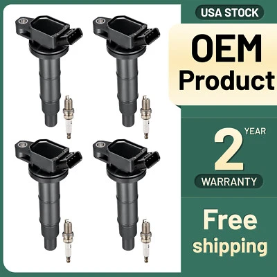 4 Ignition Coil Pack UF333 & Spark Plug Fits 2002-2006 Toyota Solara 2.4L l4 - Image 1 of 4