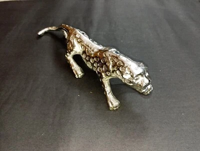 Escultura de jaguar de latón recubierta de plata estatua de pantera plateada decoración de mesa AJ138 Foto 1 de 4