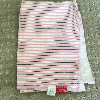 Amy Coe Limited Edition Baby Girl Pink Striped Receiving Flannel Blanket Swaddle - Image 1 of 4