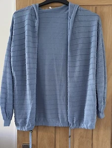 Next Women's 18 Pale Blue Hooded Cardigan Rib Pattern - Picture 1 of 4