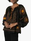 Embroidered women's black bohemian blouse ukrainian ethnic vyshyvanka. All sizes