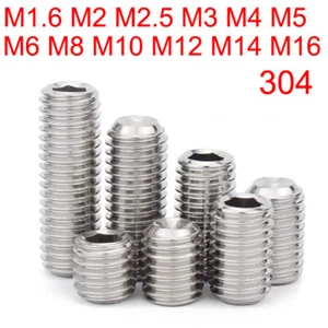 M1.6 M2 M2.5 M3 M4 M5 M6-M16 304 Stainless Allen Screw Concave End Headless Bolt - Picture 1 of 2