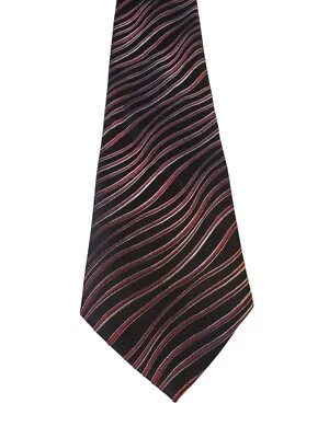 Corbata Pierre Cardin para Hombre Diseñador Negra con Rojo Gris Cebra Rayas Negocios Foto 1 de 4