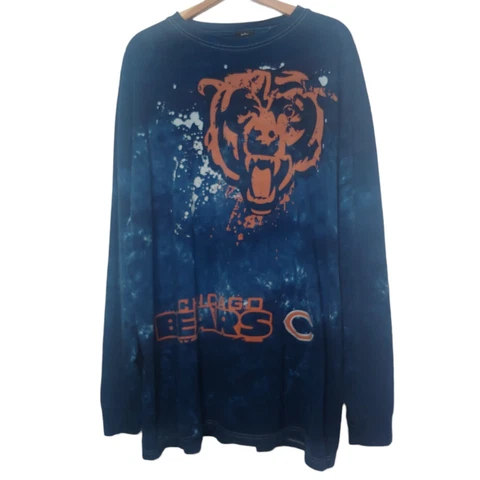 Chicago Bears NFL Team Apparel Men's 3XLT Tall Shirt Long Sleeve Tie Dye Blue Cover