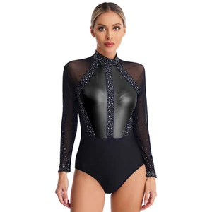 DE Eiskunstlauf-Body Damen Gymnastik Leotard Tanz-Body Langarm Ballettbody - Bild 1 von 92
