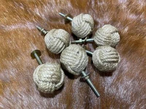Jute Rope Door Knobs Drawer Pulls for Cabinets, Wardrobes & Kitchen Cupboards - Picture 1 of 6