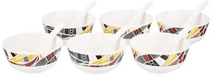 Melamine Soup Bowls Set Of 6 With 6 Spoons (11.5 Cm), Transparent, 300 ml - Picture 1 of 6