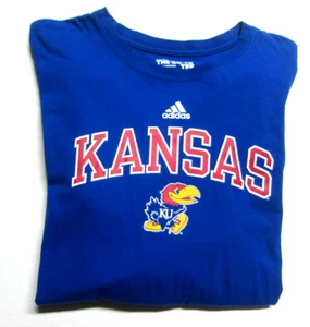Kansas University KU Jayhawks Adidas Blue The Go-To Tee Large Long Sleeve - Picture 1 of 3