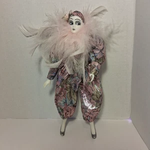 Vintage 11 Zoll Narr, Clown, Harlekin Puppe Porzellankopf Hände/Arme Füße/Beine - Bild 1 von 10