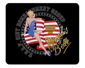 B-17 Memphis Belle Nose Art Blue Dress 1/8 Inch Thick Mouse Pad - Picture 1 of 1