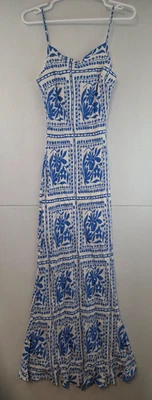 Maxi Vestido de Verano The Workshop Azul/Blanco Floral Nuevo con Etiquetas Para Mujer Pequeño Foto 1 de 4